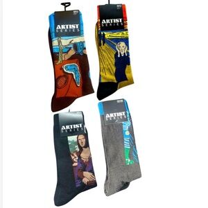 Artist Series Iconic Paintings Graphic Men’s Crew Sock Bundle | 4  Pairs | NWT